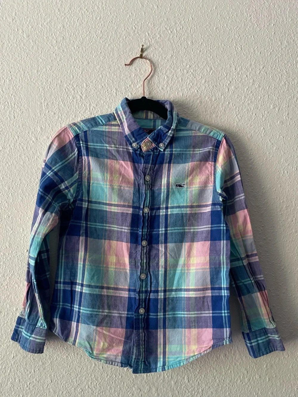 Vineyard Vines Outlet Boys Size 5 Whale Shirt Madras Plaid Button Down Cotton